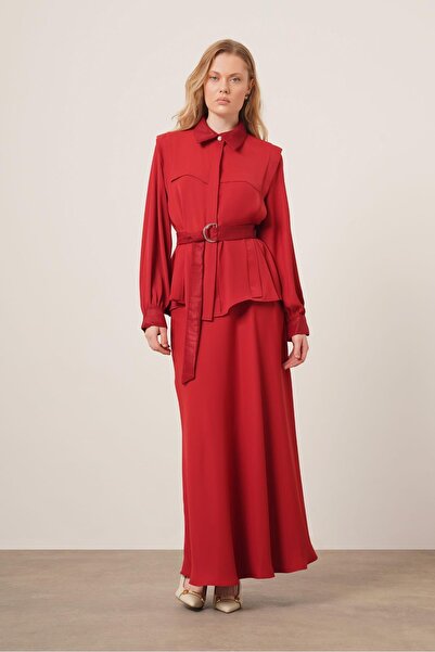 FTZ WOMEN Costum cu fustă Piar pentru femei Roșu Claret 31148