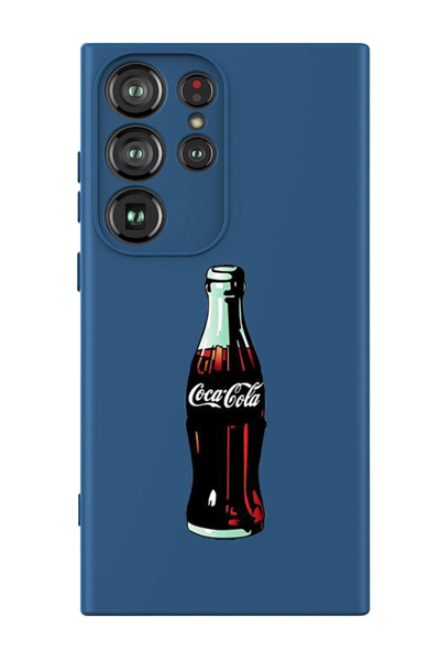 Theodor غطاء حماية سائل من السيليكون المقاوم للصدمات لهاتف سامسونج جالاكسي S24 ألترا (أزرق) - كوكاكولا