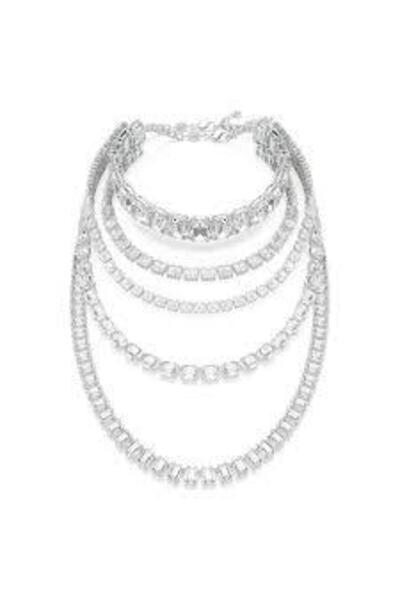 Swarovski 5717913 Millenia Layered Necklace, Mixed Cuts, White, Rhodium Plated
