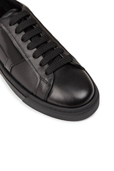 Deery Ανδρικά μαύρα αθλητικά παπούτσια από γνήσιο δέρμα