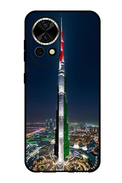 Theodor جراب واقٍ مضاد للخدش والصدمات لهاتف هواوي نوفا 12 برو، برج خليفة، علم...