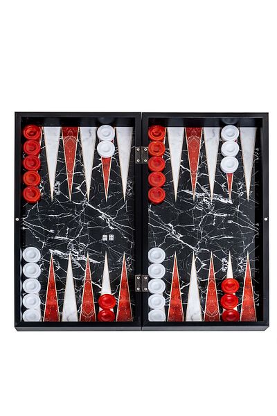 Z-Tools Backgammon game made of varnished wood 50x50cm, marbel / 987-2