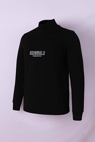 trender Originals Half Zip Black Men's Sweatshirt 26Kss9000011