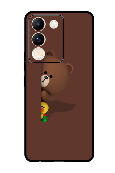 Theodor جراب واقٍ مضاد للخدش والصدمات لهاتف Vivo V29e بتصميم دب مخفي