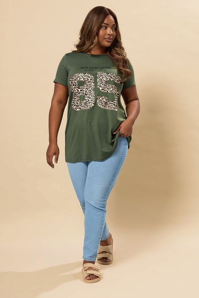 Stil Diva Large Size Crew Neck Short Sleeve Printed T-Shirt 304172