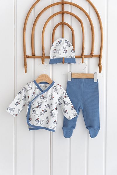 Lilabio 100% Cotton 3 Piece Baby Bodysuit Set Newborn Gift Set Teddy Bear