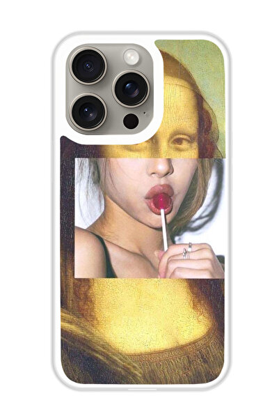 Theodor غطاء حماية لهاتف أبل آيفون 15 برو، موناليزا لولي بوب (مصد أبيض)