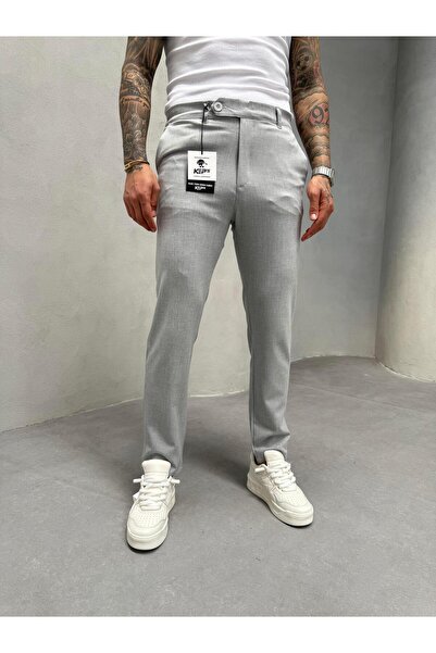 KağanKY بنطلون قماش رمادي Slimfit