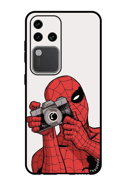 Theodor جراب واقٍ مضاد للخدش والصدمات لهاتف Vivo S18 Pro Spiderman يلتقط صورة