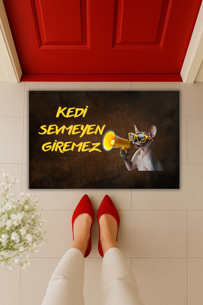 Dormot Yüksek Kaliteli Modern Dijital Baskı-Kedi Sevmeyen Giremez Anons Yapan...