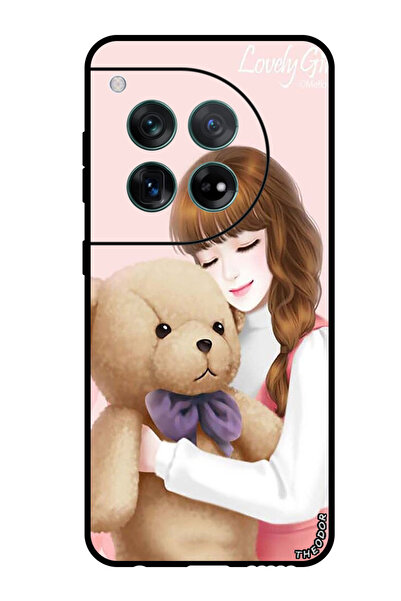 Theodor جراب واقٍ مضاد للخدش والصدمات لهاتف OnePlus 12 بتصميم فتاة جميلة مع دب