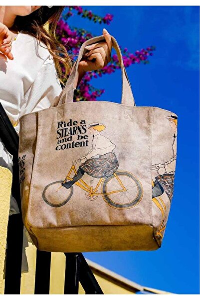 Dogo Women's Vegan Leather Gray Large Tote Bag - Rider Woman Design