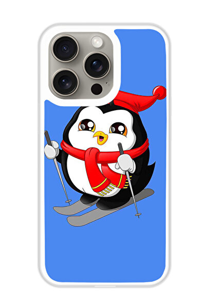 Theodor غطاء حماية لهاتف أبل آيفون 15 برو، نقشة بطريق متزلج (مصد أبيض)