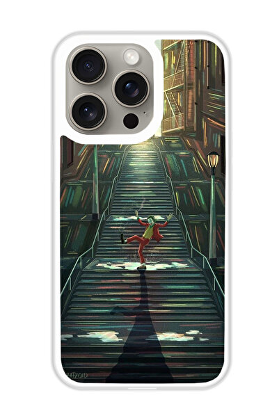 Theodor غطاء حماية لهاتف أبل آيفون 15 برو - جوكر على الدرج (مصد أبيض)