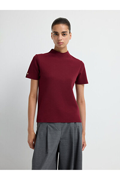 adL Boğazlı Kısa Kol Triko Bluz