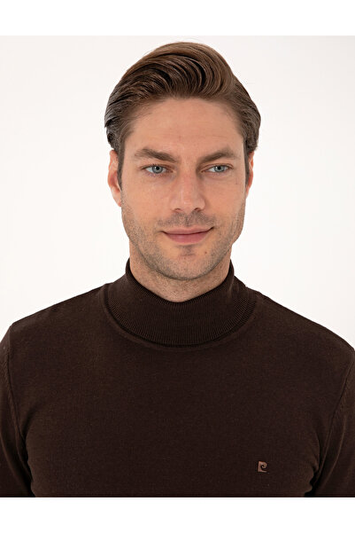 Pierre Cardin Koyu Kahverengi Slim Fit Balıkçı Yaka Basic Triko Kazak 50314202-VR084