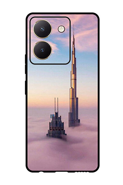 Theodor جراب واقٍ مضاد للخدش والصدمات لهاتف Vivo Y27s برج خليفة في السحب