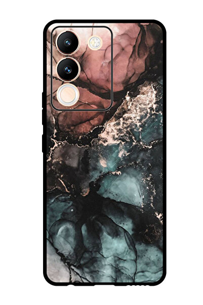 Theodor جراب واقٍ مضاد للخدش والصدمات لهاتف Vivo Y200 بلون رخامي ملون