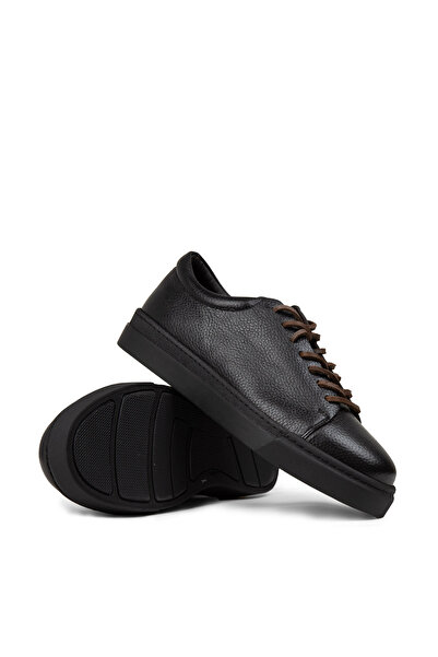 Deery Ανδρικά παπούτσια sneaker από γνήσιο δέρμα μαύρο