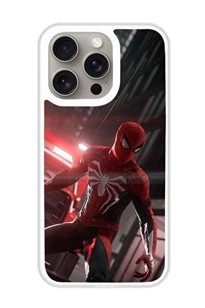 Theodor غطاء حماية لهاتف أبل آيفون 15 برو سبايدر مان 2 (مصد أبيض)