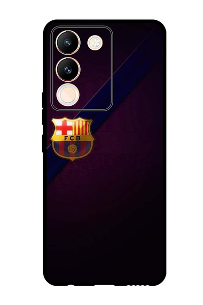 Theodor جراب واقٍ مضاد للخدش والصدمات لهاتف Vivo Y200 بشعار برشلونة البسيط