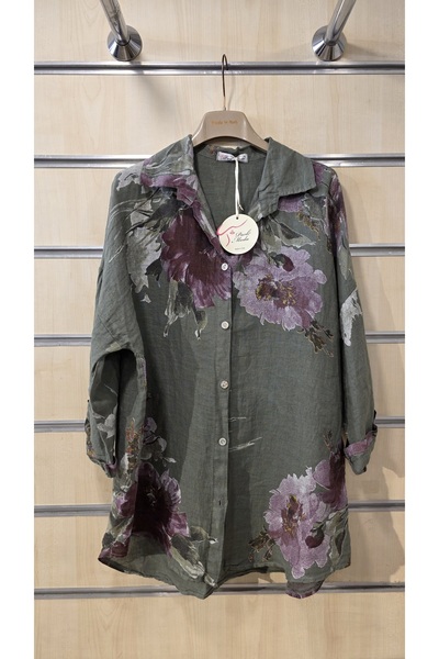 Park Moda Italian Linen Shirt Bunch Pattern