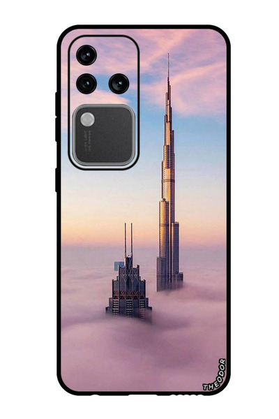 Theodor جراب واقٍ مضاد للخدش والصدمات لهاتف Vivo S18 Pro برج خليفة في السحب