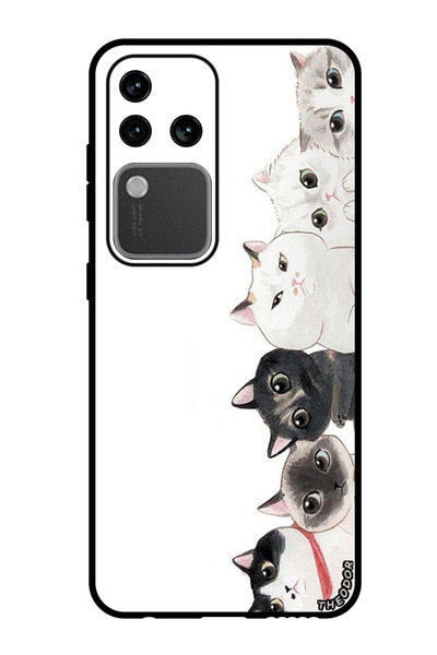 Theodor جراب واقٍ مضاد للخدش والصدمات لهاتف Vivo S18 Pro، قطط لطيفة