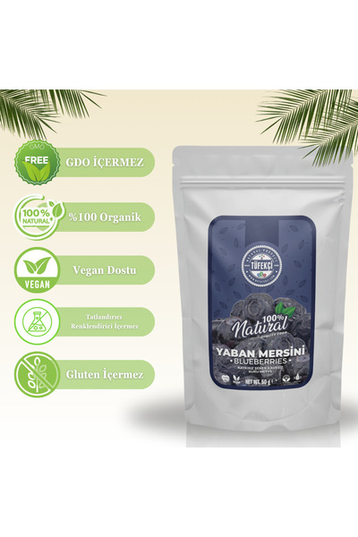 By Tüfekçi Freeze Dry Sliced ​​Blueberry Dried Natural Fruit That Does Not Lose Its Form and Taste 50 Gr
