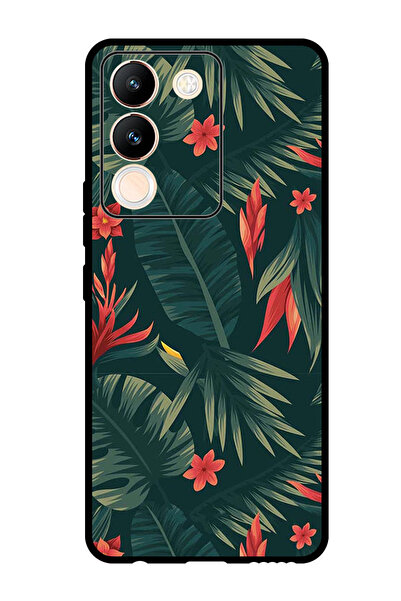 Theodor جراب واقٍ مضاد للخدش والصدمات لهاتف Vivo V29e بأوراق خضراء