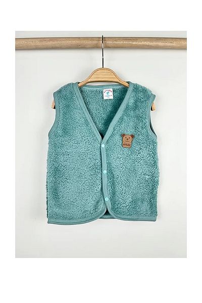 BEBENAZ Welsoft Teddy Bear Embroidered Snap Fastener 2-Pack Baby Plush Vest