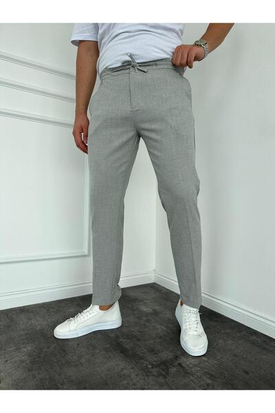 KağanKY Sive pantalone sa podesivim strukom i vezicama