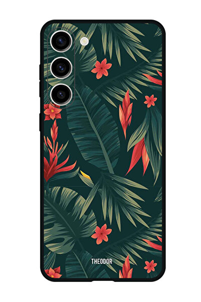 Theodor جراب واقٍ مضاد للخدش والصدمات لهاتف Samsung Galaxy S23 FE بأوراق خضراء