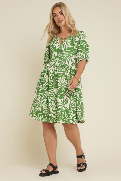 Stil Diva Plus Size Collar Gathered Floral Print Mini Dress 304112