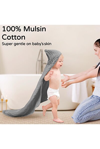 erorex Hooded Baby Towels Newborn 2 Pack 100% Muslin Cotton Baby Bath Towel Hood Babies Infant Toddler