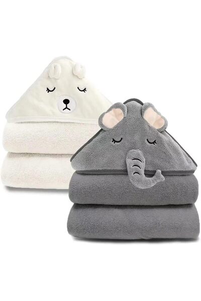 erorex Bamboo Hooded Baby Towel 2 Pack Baby Bath Towel Soft Hooded Towels Babies Super Absorbent Baby