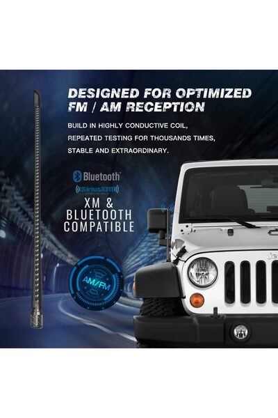 erorex هوائي متوافق مع جيب رانجلر JK JKU JL JLU روبيكون صحارى | هوائي مطاطي مرن ١٣ بوصة