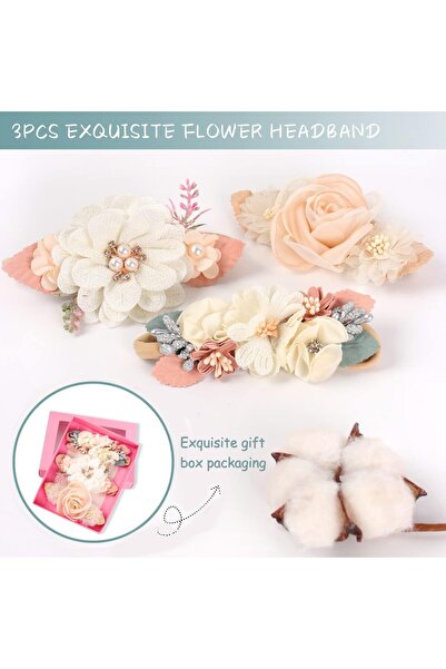 erorex Flower Nylon Headband Baby Girl Floral Headbands Set Elastic Hair Band Handmade Bow Newborn Infant