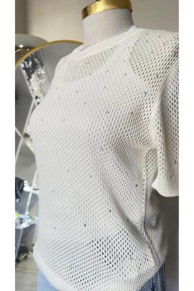 KAZEE White Color Perforated Knitwear