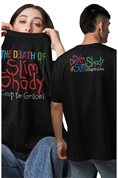 Fuddy Moda T-shirt unisex The Death Of Slim Shady cu imprimeu, T-shirt oversi...