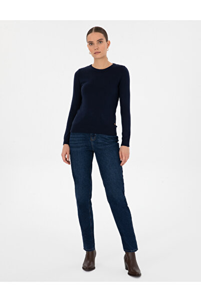 Pierre Cardin Lacivert Slim Fit Bisiklet Yaka Basic Kazak 50315758-VR033