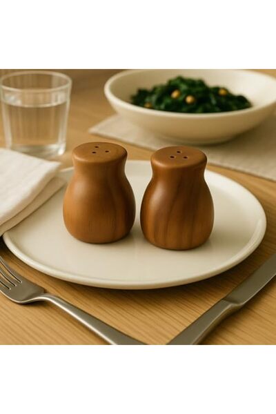 AC BOX Home Handmade Set of 2 Bamboo and Acacia Wood Salt and Pepper Shakers – Natural Wood Spring