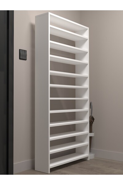 Kenzlife Ayakkabılık Mısri Mat Beyaz Suntalam 183*060*20 Otuzaltı Çift Ayakkabı Kapasitesi Arkalıksız