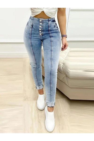 modamtn Women's high waist button front jean pants