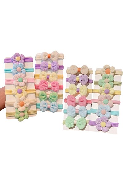 erorex 24 Pcs Soft Seamless Flowers Bows Hair Bands No Damage Girls Hair Bows Hair Bows Ties Cute Elastic