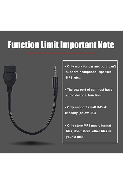 erorex كابل محول صوت AUX مقاس 3.5 مم ذكر إلى USB 2.0 أنثى OTG لتشغيل الموسيقى على قرص U الخاص بسيارتك