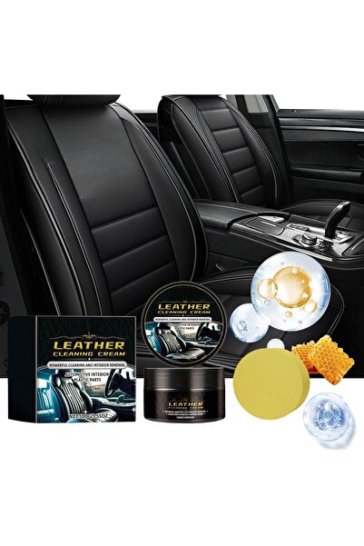 erorex Car Leather Cleaning Cream - 100G Leather Care Restoration Polish Car Seats Sofas, Includes Sponge,