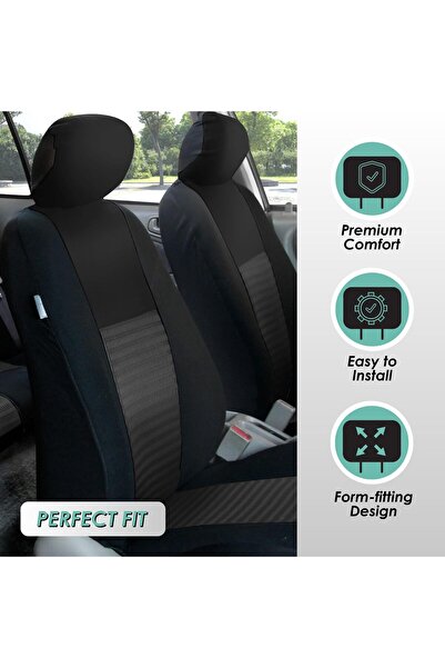 erorex Car Seat Covers Full Set Black 3D Air Mesh - Universal Fit, Automotive Seat Covers, Low Back Front