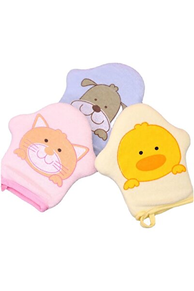 erorex 3 قطع من مقشرات الحيوانات القطنية للاستحمام، دمى اليد للأطفال، إسفنجة استحمام للأطفال، مقشر استحمام، قفاز غسول للأطفال