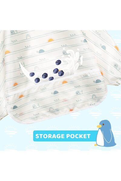 erorex Long Sleeves Toddler Weaning Bibs Sleeved Baby Waterproof Feeding Coverall Set Catching Food & Wipe